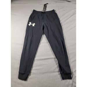 Under Armour Joggers Mens Medium Black Tapered Lounge Fleece Drawstring, pockets